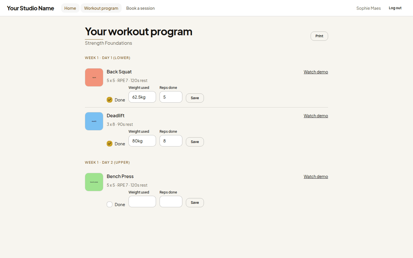 Client Workout